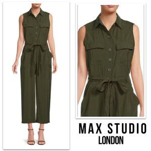 MAX STUDIO Belted Utility Jumpsuit. Size Small